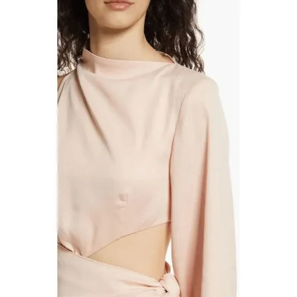 NWT Misha Collection x Revolve Maryan Dress in Pink Rose Cloud Cut Out Faux Wrap - Picture 8 of 14